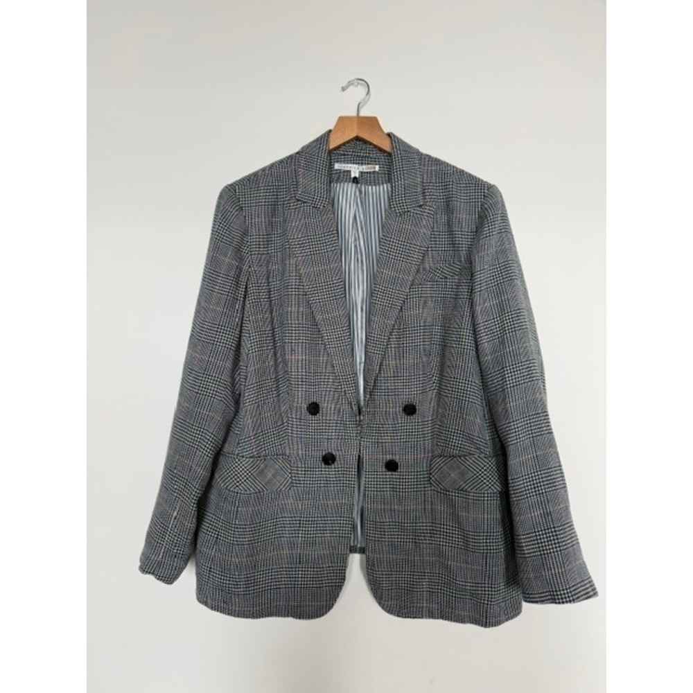 Veronica Beard Miller Dickey Blazer | Grey & Navy Glenplaid | RARE Size 18